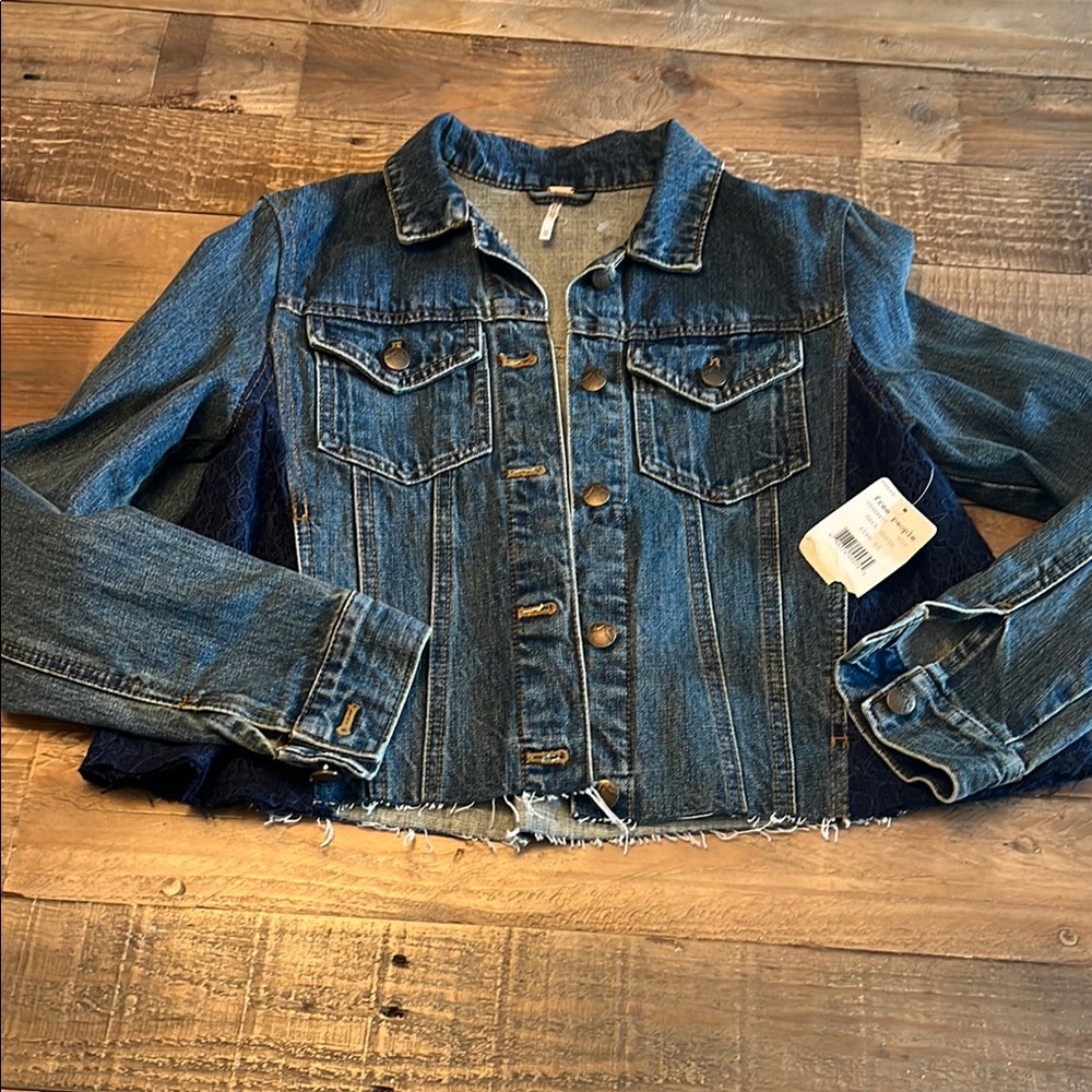 Denim Blue Women's Jacket with Lace